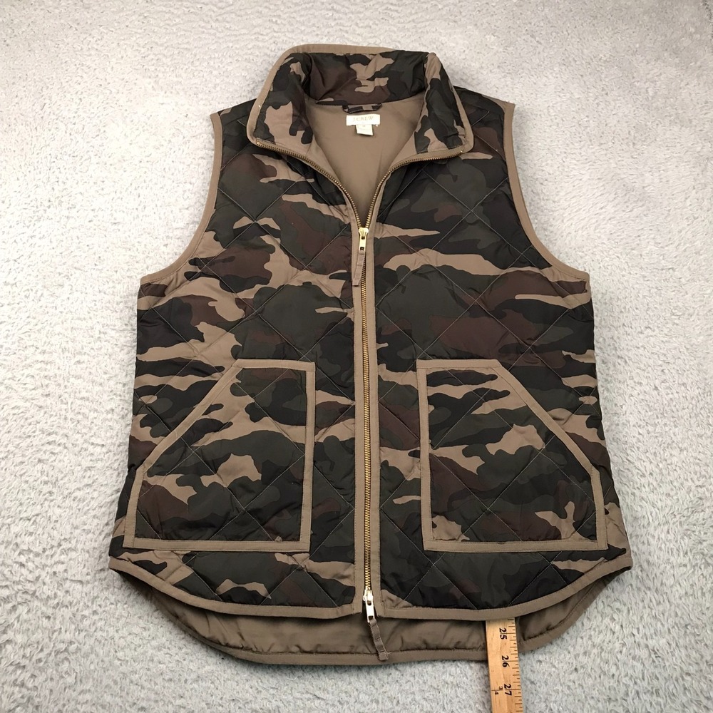 J Crew Quilted Vest Womens M Camo Military Lightweigh Down Insulated Puffer Coat